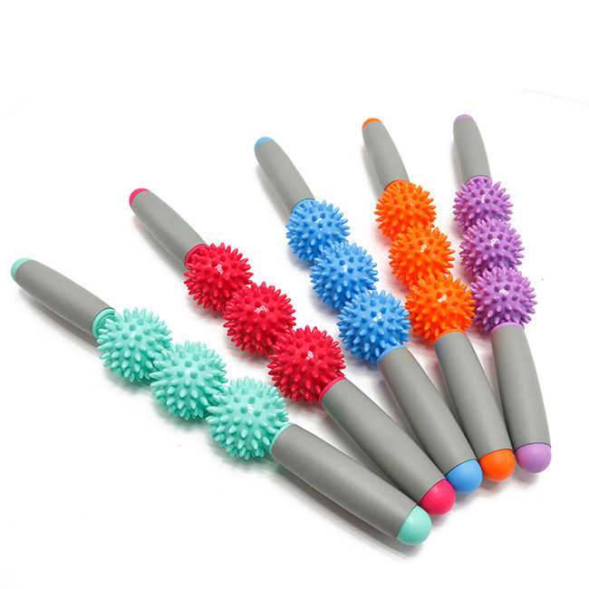 New Yoga Slimming Massage Stick Muscle Relaxation Tool Multi-Functional Yoga 3/5 Hedgehog Balls Massage Stick