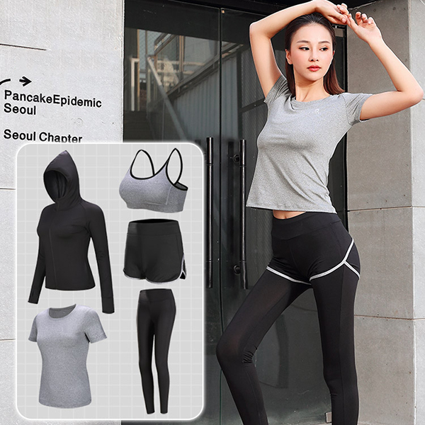 Hot Latest Design Custom Logo Sport Athletic Wear Gym Suits Women's 5 Piece Set
